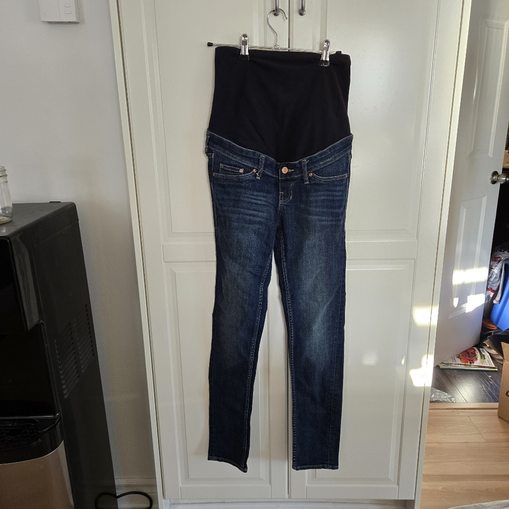 Maternity Skinny Jeans with Stretch Waistband - Dark Blue